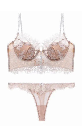 EYELASH LACE NUDE LINGERIE SET