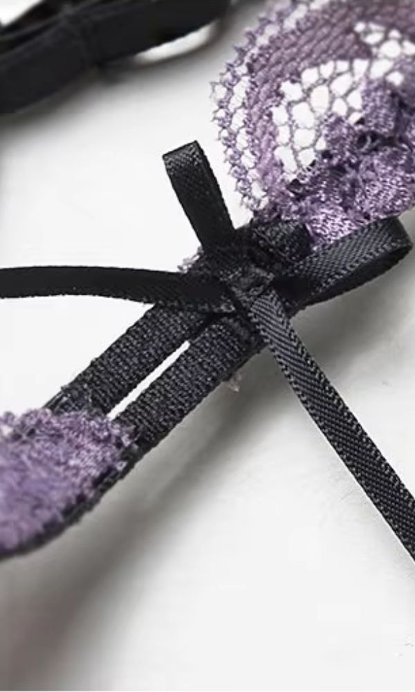 ROMANCE VIOLET BLACK BOW LINGERIE SET