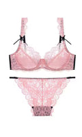 ROMANCE PINK BLACK BOW LINGERIE SET