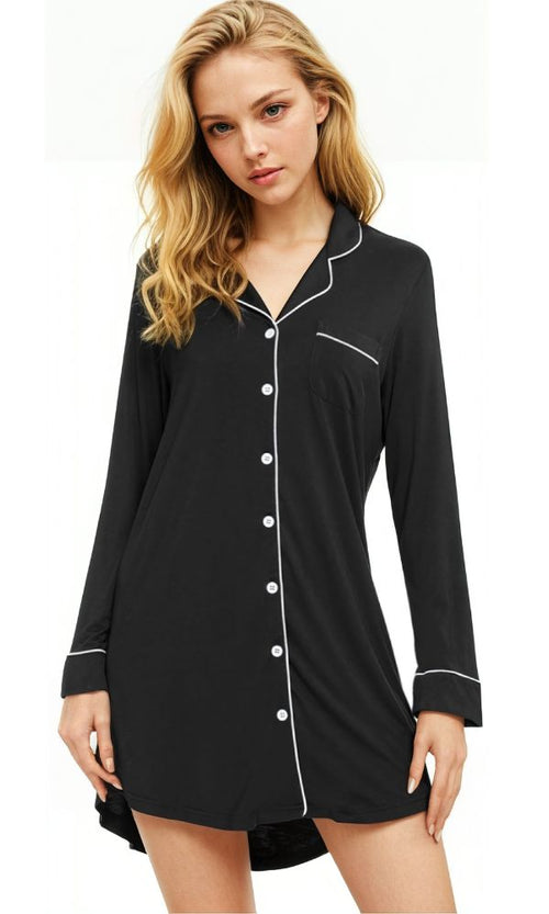 BLACK BAMBOO PJ NIGHTSHIRT
