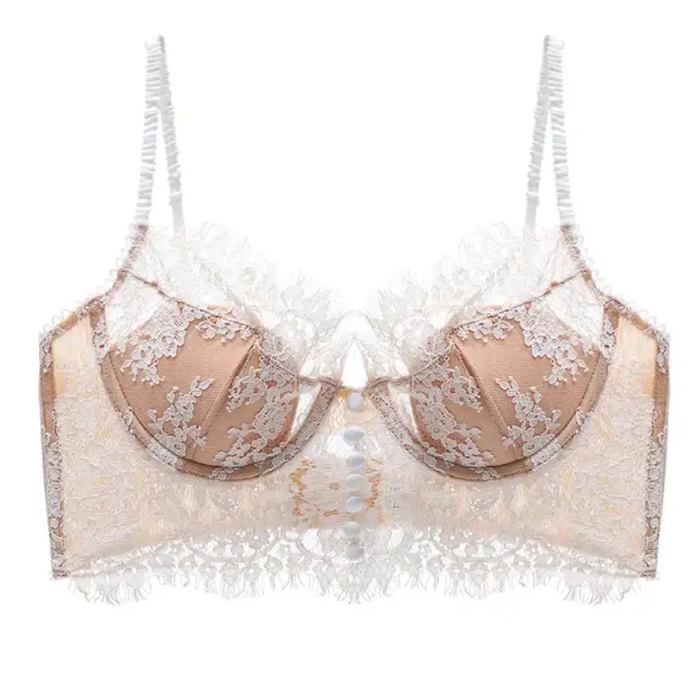 EYELASH FRENCH LACE NUDE BRA